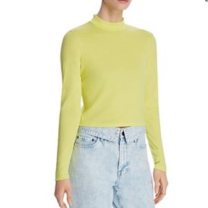 NWT BARDOT YELLOW CHAPLIN CROPPED MOCK NECK TOP